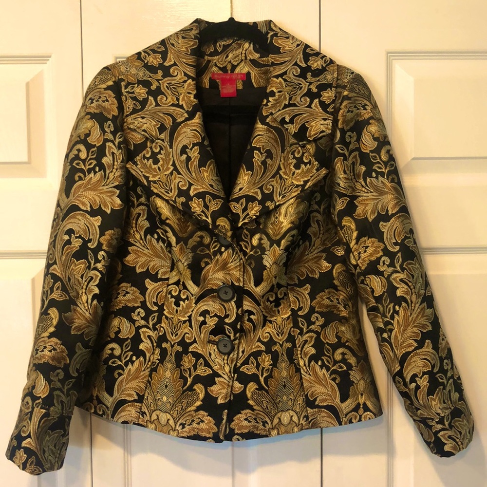 Gorgeous gold & black brocade SUNNY LEIGH blazer size 6